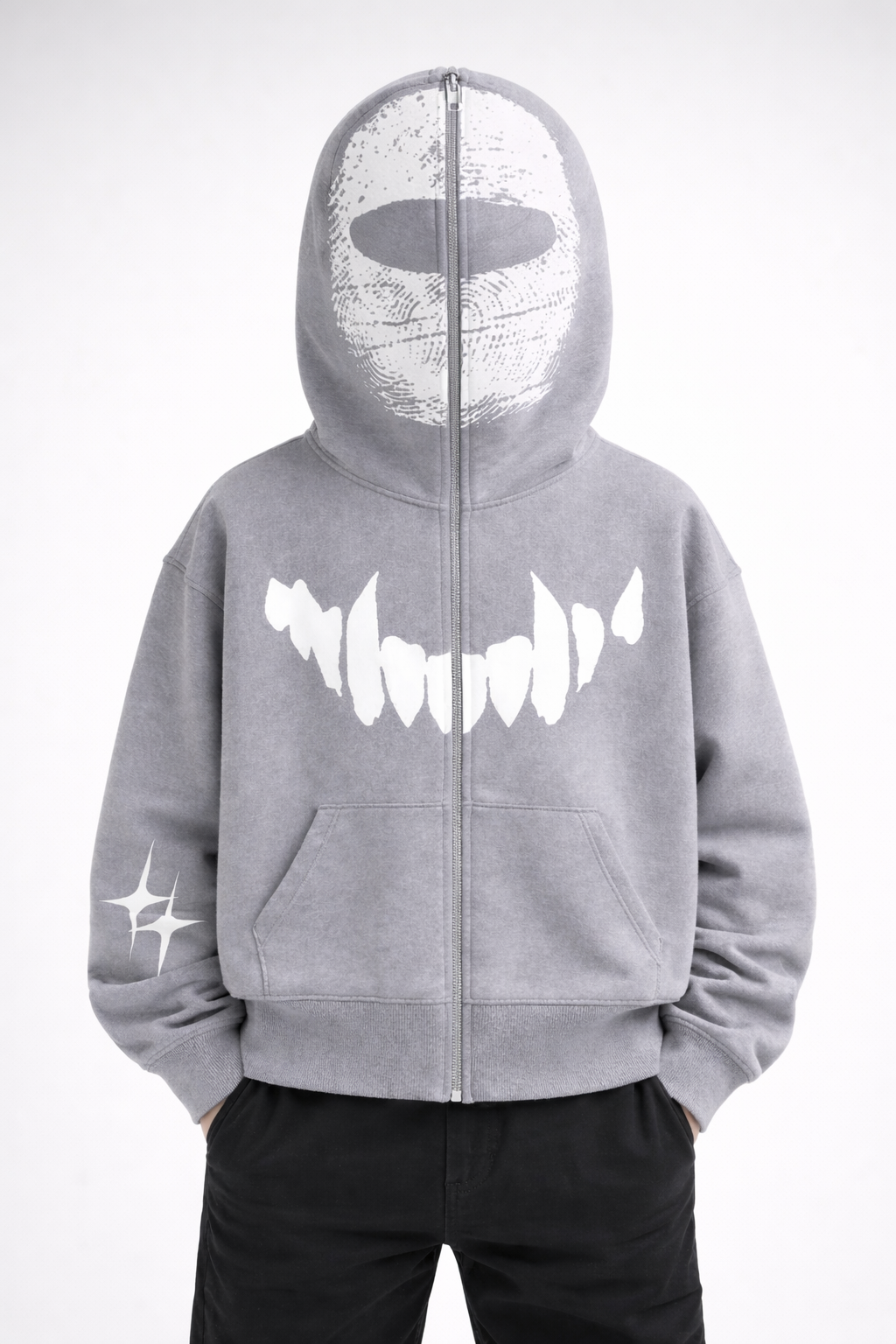 Grey Masked Zip-up
